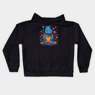 Hippo Valentine Day Kids Hoodie